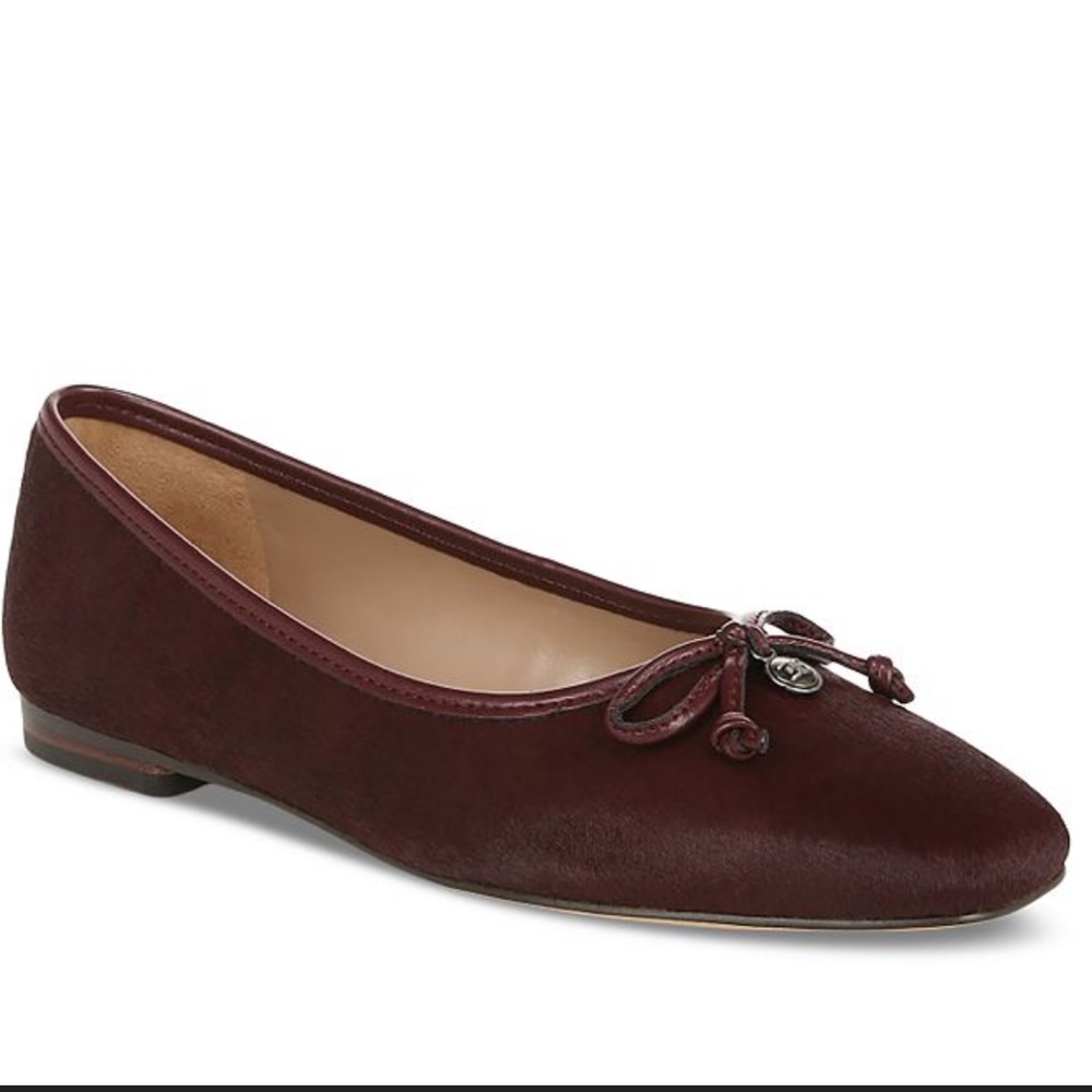 Worn once Sam Edelman Meadow Leather Flats Real Fur Cowhide Square Toe Size 7.5